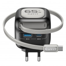 Зарядний пристрій Havit №HV-UC253 GaN 65W USB-A+Type-C+Кабель Type-C