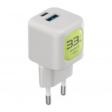 Зарядний пристрій Havit №HV-UC230 Gan USB+Type-C 33W Gray/Green