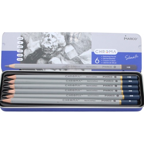 Набiр олівцiв гр. "Marco" №8015-6TN HB-8B в метал. кор-ці (1)(24)(480)