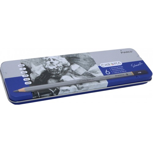 Набiр олівцiв гр. "Marco" №8015-6TN HB-8B в метал. кор-ці (1)(24)(480)