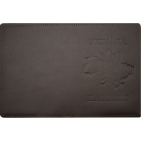 Обклад. Passport Тризуб на мапі шкіра шокол. тисн. №52697