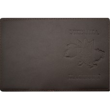 Обклад. Passport Тризуб на мапі шкіра шокол. тисн. №52697