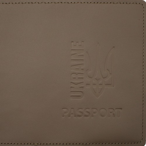 Обклад. Passport Ukraine Тризуб шкіра беж. тисн. №36261