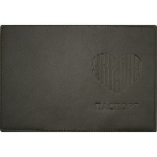 Обклад. на паспорт Україна напис в формі серця шкіра хакі тисн. №54593