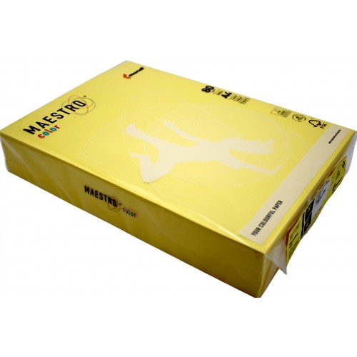 Бумага цветная А4 80г/м2 Maestro Color Intensiv CY39 желтая (500)