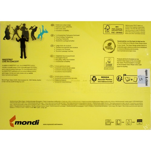 Бумага цветная А4 80г/м2 Maestro Color Intensiv CY39 желтая (500)