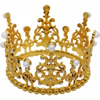 Корона пластм. золото з білим камінням 10х7,5см №15453