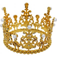 Корона пластм. золото з білим камінням 10х7,5см №15453