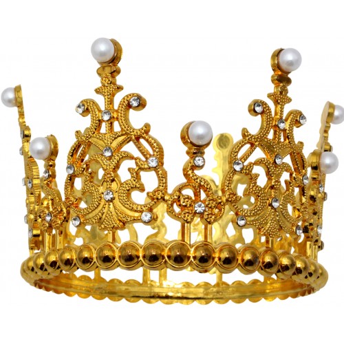 Корона пластм. золото з білим камінням 10х7,5см №15453