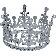 Корона пластм. срібло з білим камінням 10х7,5см №15454