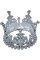 Корона пластм. мал. срібло з білим камінням 7х5см №16589