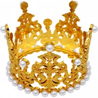 Корона пластм. мал. золото з білим камінням 7х5см №16590