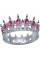 Корона пластм. з піками срібло з рожевим камінням 12,5х5,5см №16592