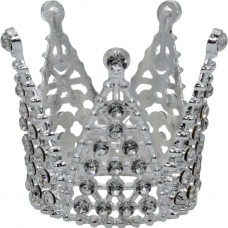 Корона метал. міні срібло з білим камінням 3х3,2см №16602