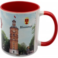 Чашка №1 "Вежа" з червоною кольоровою ручкою та серединкою/НСВ/