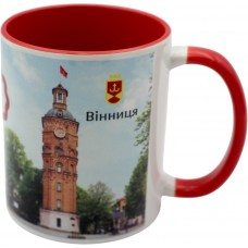 Чашка №1 "Вежа" з червоною кольоровою ручкою та серединкою/НСВ/