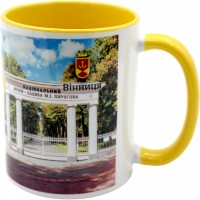 Чашка №3 "Музей Пирогова" з жовтою кольоровою ручкою та серединкою/НСВ/