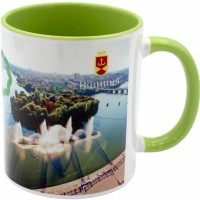 Чашка №5 "Фонтан" з салотовою кольоровою ручкою та серединкою/НСВ/