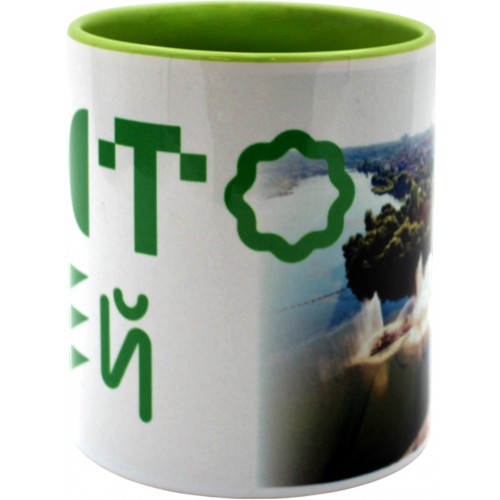 Чашка №5 "Фонтан" з салотовою кольоровою ручкою та серединкою/НСВ/