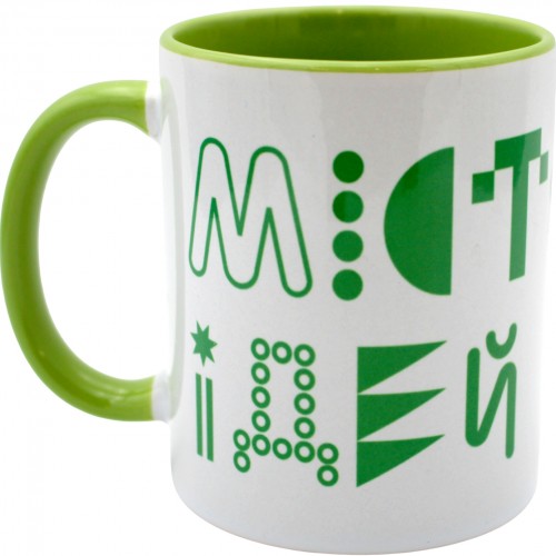 Чашка №5 "Фонтан" з салотовою кольоровою ручкою та серединкою/НСВ/