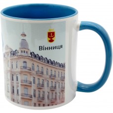 Чашка №6 "Готель Савой" з блакитною кольоровою ручкою та серединкою/НСВ/