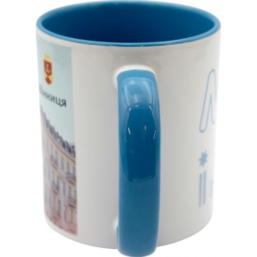 Чашка №6 "Готель Савой" з блакитною кольоровою ручкою та серединкою/НСВ/