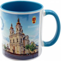 Чашка №7 "Собор" з блакитною кольоровою ручкою та серединкою/НСВ/