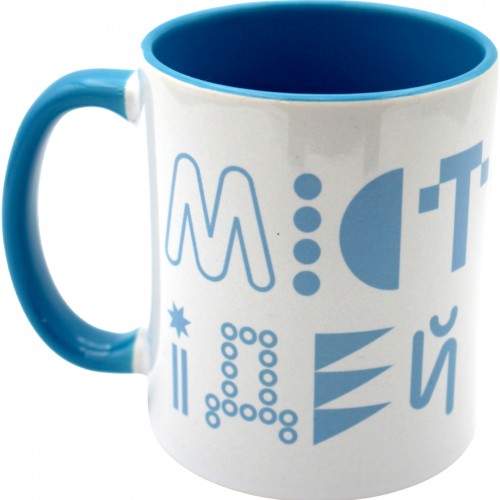 Чашка №7 "Собор" з блакитною кольоровою ручкою та серединкою/НСВ/