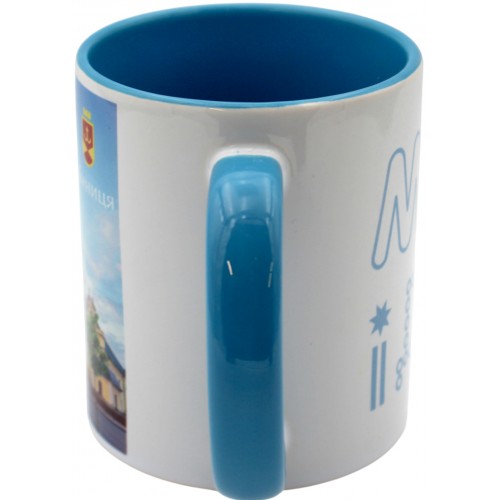 Чашка №7 "Собор" з блакитною кольоровою ручкою та серединкою/НСВ/