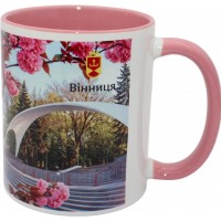 Чашка №9 "Арка" з рожевою кольоровою ручкою та серединкою/НСВ/