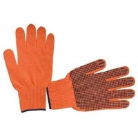 Рукавиці трикотажні "Werk" помаранч.,чорна ПВХ крапка,розмір 10 №WE2129(12)(600)
