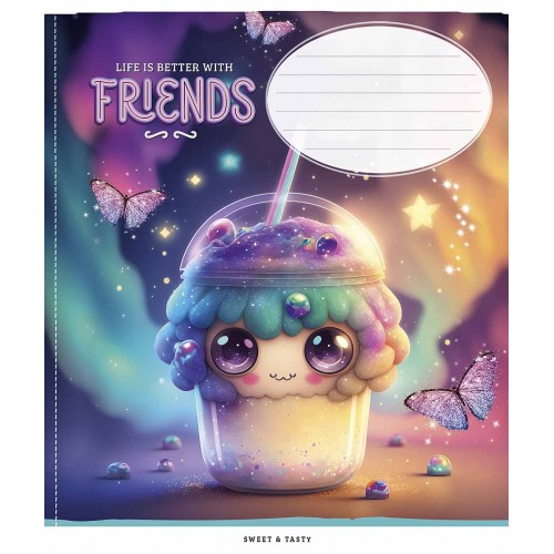 Зошит 12арк. лін. Star "Life is better with friends" глітер №012-3396L(30)(360)