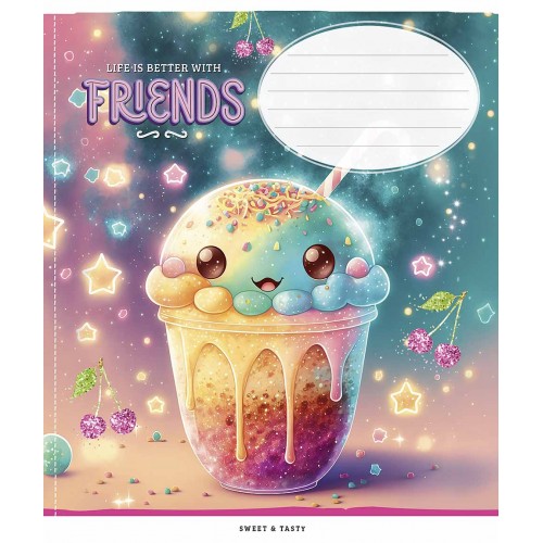 Зошит 12арк. лін. Star "Life is better with friends" глітер №012-3396L(30)(360)