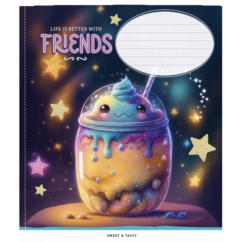 Зошит 12арк. лін. Star "Life is better with friends" глітер №012-3396L(30)(360)