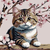 Картини по номерах "Кіт під цвітом" 20х20см №HH8030/Strateg/