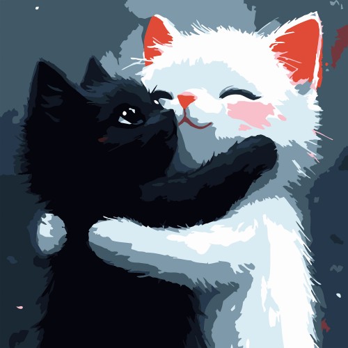 Картини по номерах "Котячі обійми" 20х20см №HH8031/Strateg/