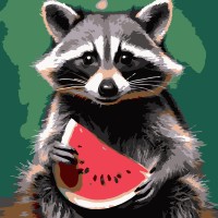 Картини по номерах "Єнот з кавуном" 20х20см №HH8034/Strateg/