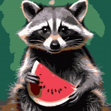 Картини по номерах "Єнот з кавуном" 20х20см №HH8034/Strateg/