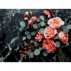 Картини по номерах "Квітковий букет на чорному фоні" 30х40см №FH-31/Strateg/