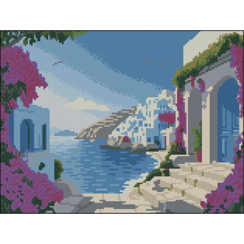 Алмазна мозаїка "Strateg" Грецьке узбережжя 30х40см №FZ3040-33