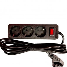 Мережевий фільтр "Electro House" 3гнізда 2м+вимик.+зазем. чорний 10A №EH-NFB-3.2(20)