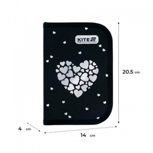 Пенал "Kite" Black&Silver 1від.,б/н,з 2 відворотами №K26-622-5