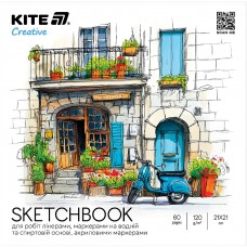 Скетчбук для робіт маркерами 30/160 21х21см №K-1282/Kite/