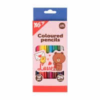 Олівці кольор. 24 кольор./12шт "Yes" №290746 Line Friends. Choco love(12)(240)