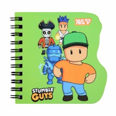 Блокнот пруж. подв. 100х100мм 30арк. кліт. "Stumble Guys Green" фігурний №152185/Yes/(30)