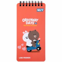 Блокнот пруж. подв. 80х160мм 60арк. кліт. "Line Friends Moto" №152202/Yes/