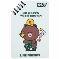 Блокнот пруж. подв. 95х145мм 60арк. лін. "Line Friends Go Green" №152225/Yes/