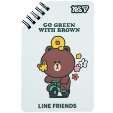 Блокнот пруж. подв. 95х145мм 60арк. лін. "Line Friends Go Green" №152225/Yes/