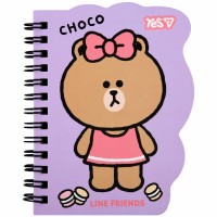 Блокнот пруж. подв. В7 60арк. кліт. "Line Friends Choco purple" №152217/Yes/
