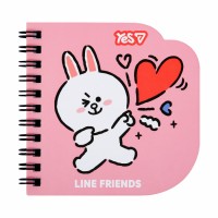 Блокнот пруж. подв. 100х100мм 30арк. кліт. "Line Friends Cony" фігурний №152181/Yes/(30)
